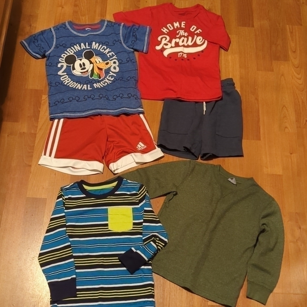 Boys XS 4 5 T-Shirts Shorts Long Sleeve Tops Mickey Mouse Adidas
